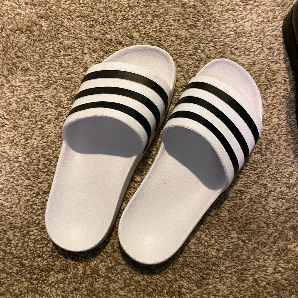 White adidas rubber slide
